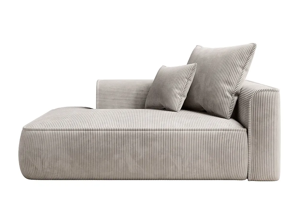 Chaise longue met hoek rechts van ecru ribfluweel, design PINETA