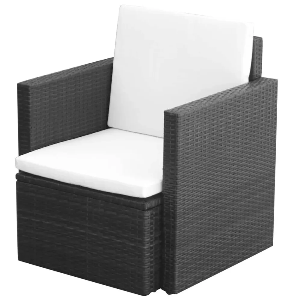 Comfortabel Luxe Tuinstoel met kussens poly rattan zwart