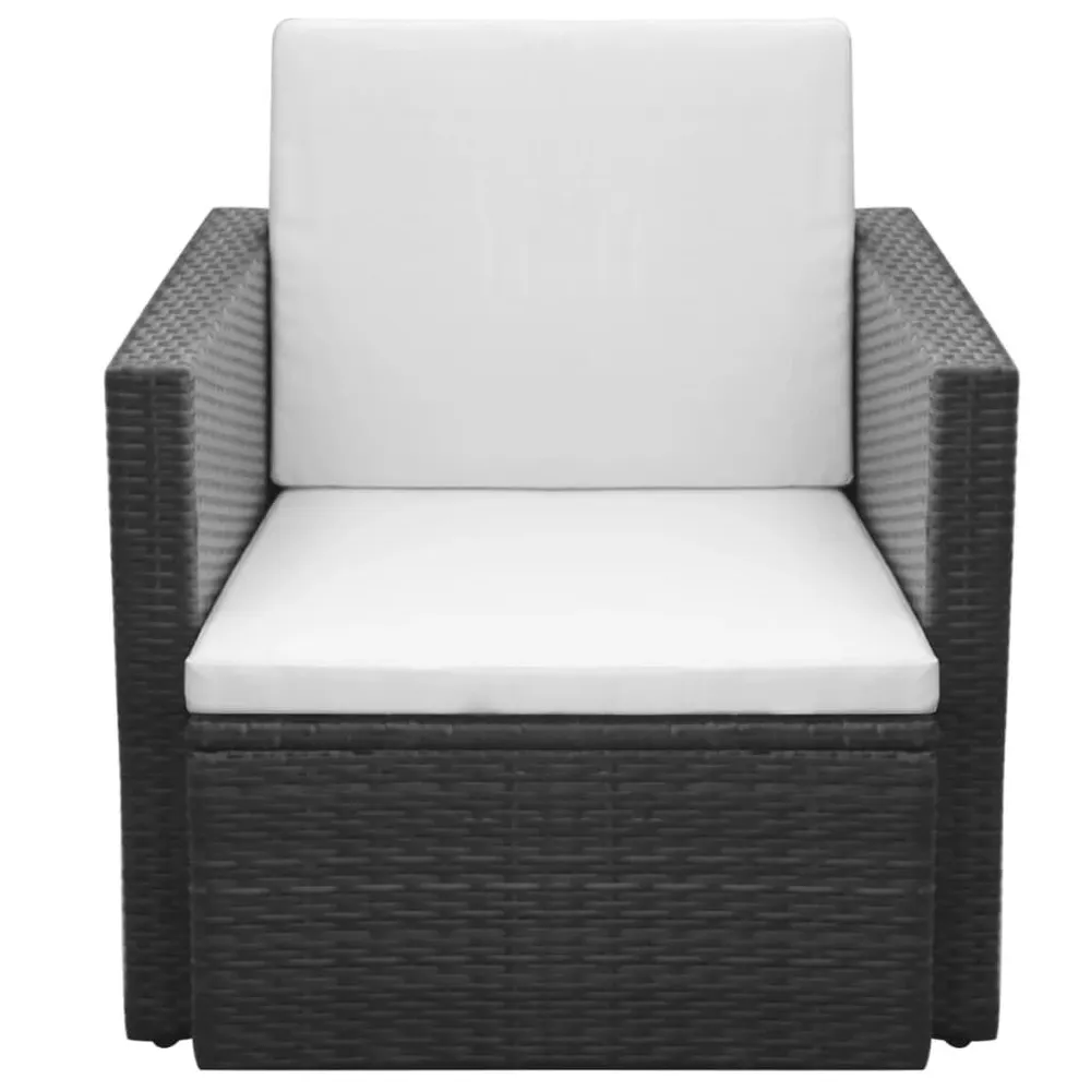 Comfortabel Luxe Tuinstoel met kussens poly rattan zwart
