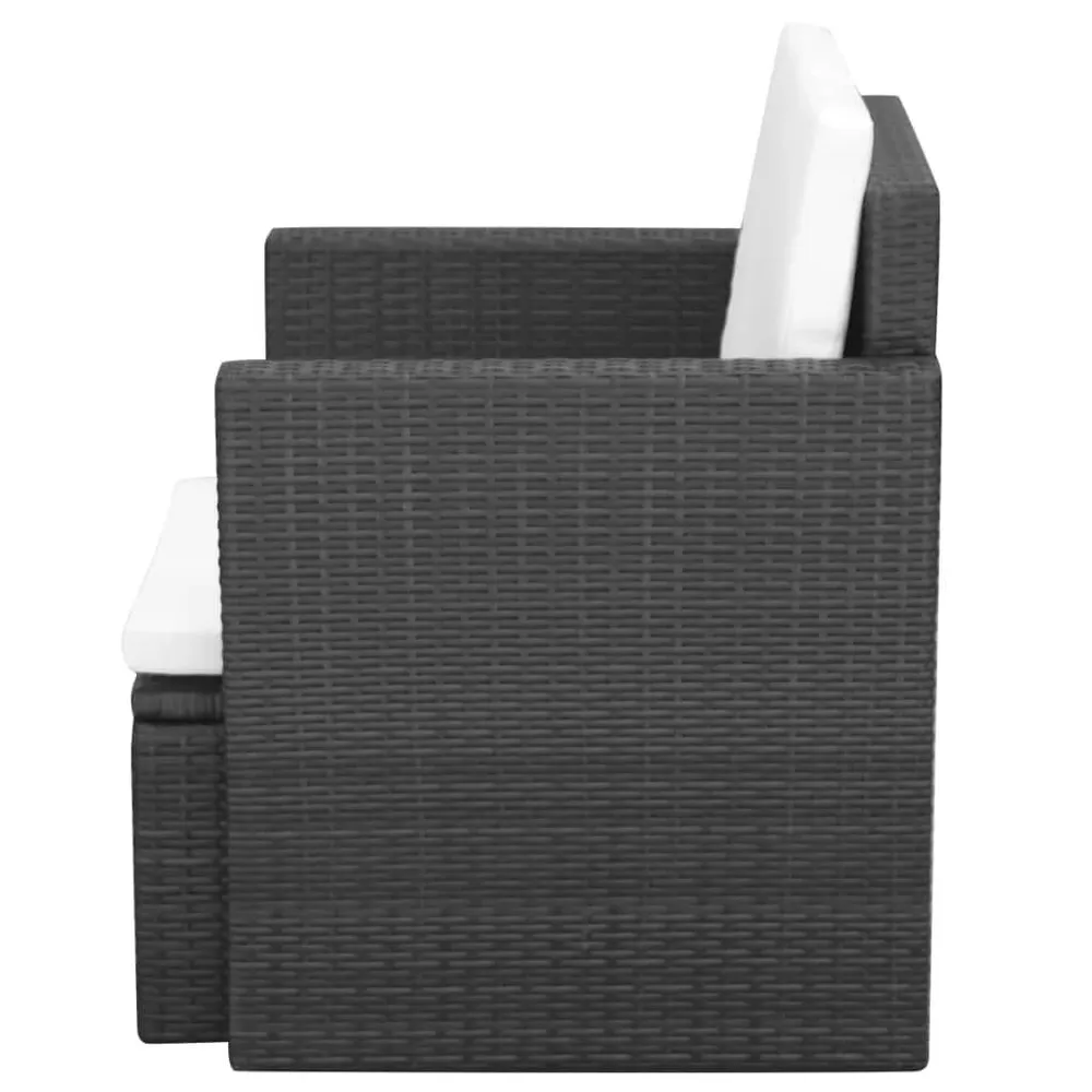 Comfortabel Luxe Tuinstoel met kussens poly rattan zwart