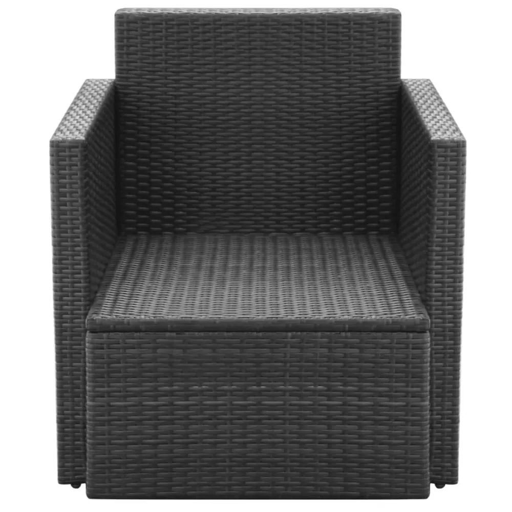 Comfortabel Luxe Tuinstoel met kussens poly rattan zwart