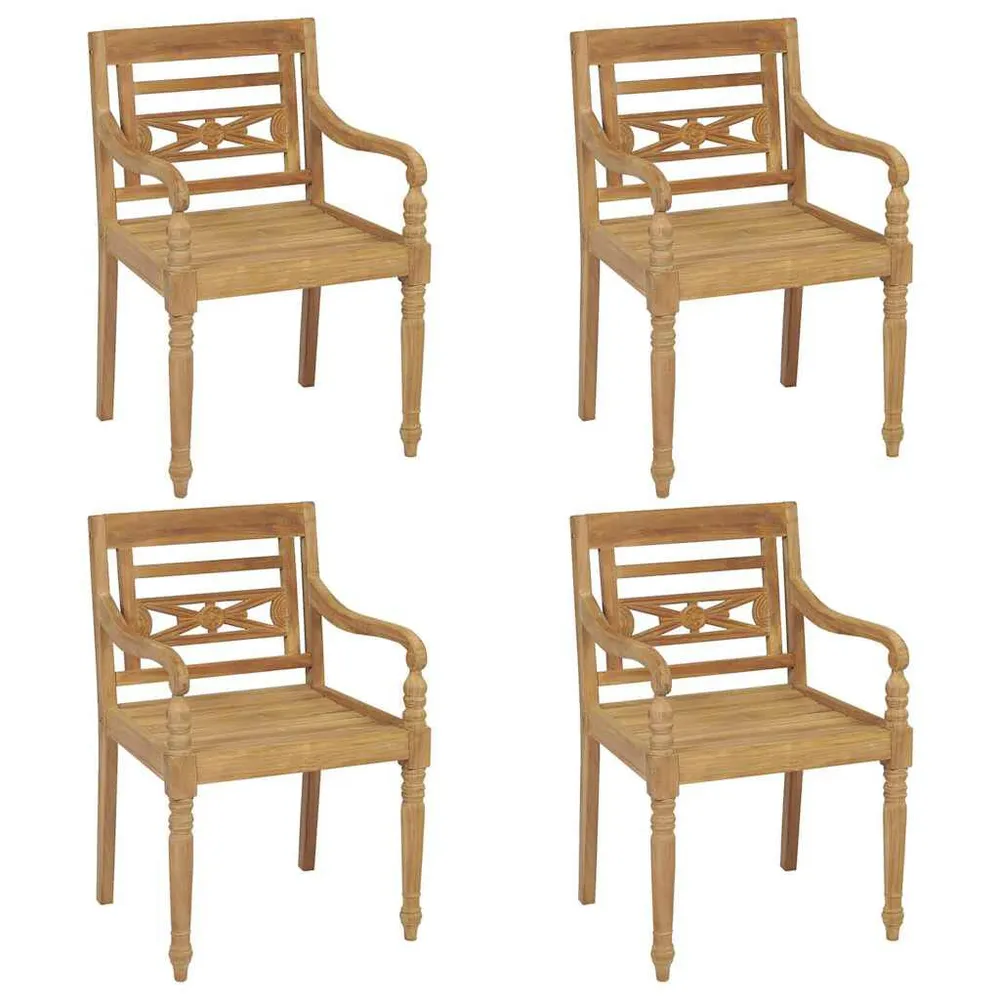 Design Stoelen Batavia 4 st met kussens massief teakhout