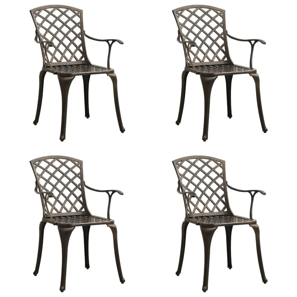 Design Tuinstoelen 4 st gietaluminium bronskleurig