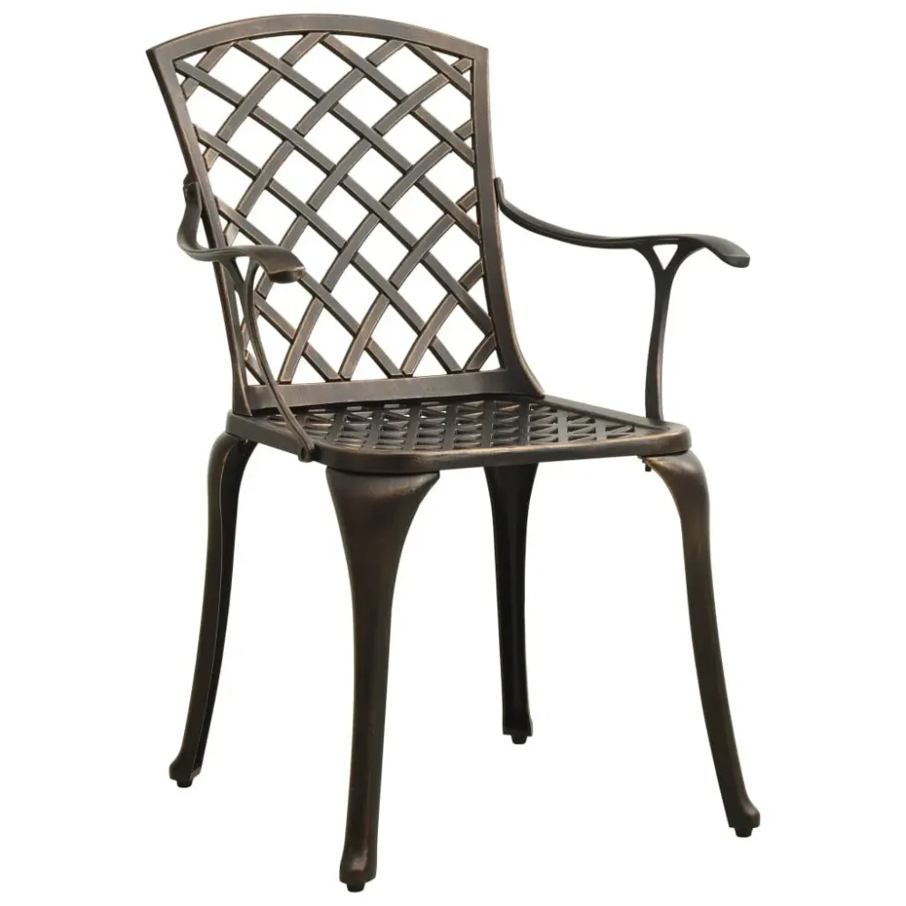 Design Tuinstoelen 4 st gietaluminium bronskleurig