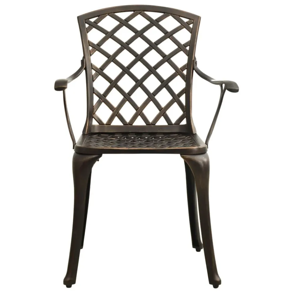 Design Tuinstoelen 4 st gietaluminium bronskleurig