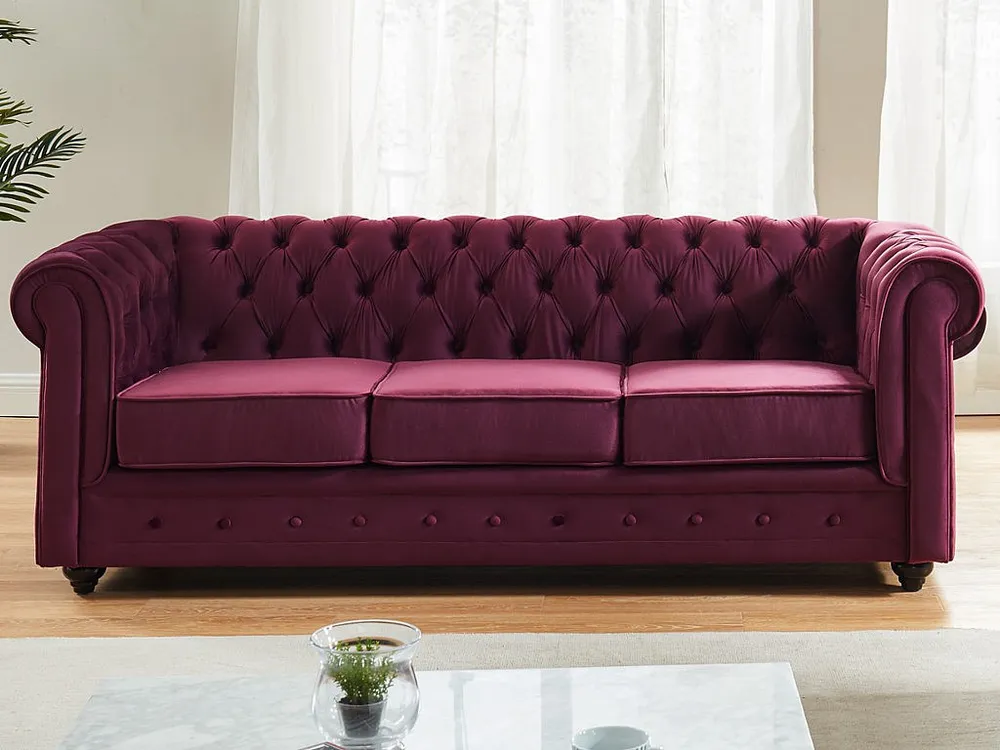Driezitsbank CHESTERFIELD - Fluweel paars
