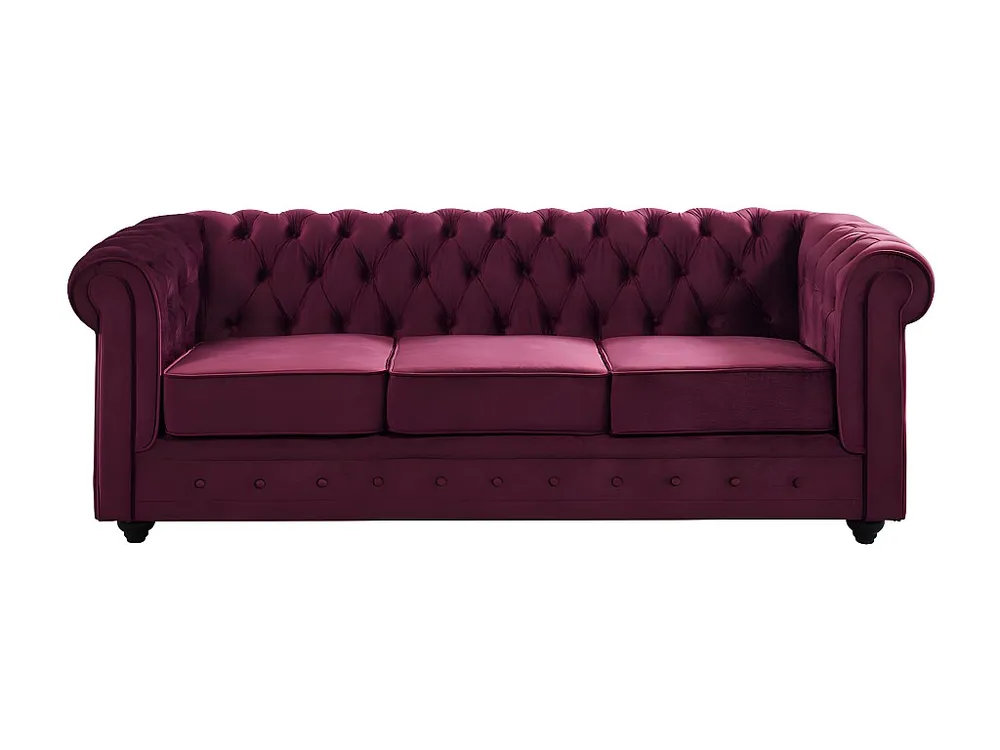 Driezitsbank CHESTERFIELD - Fluweel paars