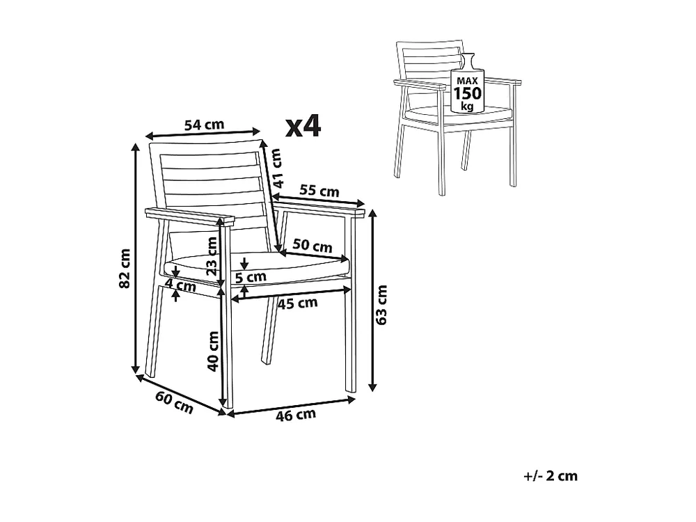 Duurzaam Hardhouten Tuinstoel set van 4 aluminium wit CAVOLI