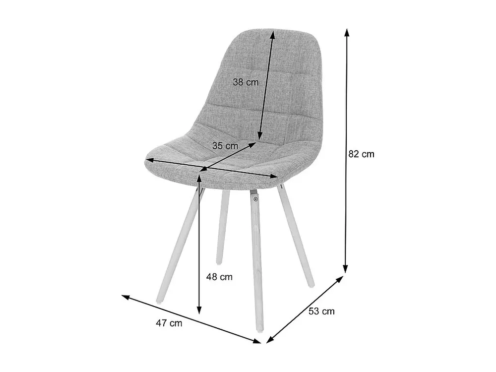 Eetkamerstoel MCW-A60 I (set van 2), stof/textiel grijs