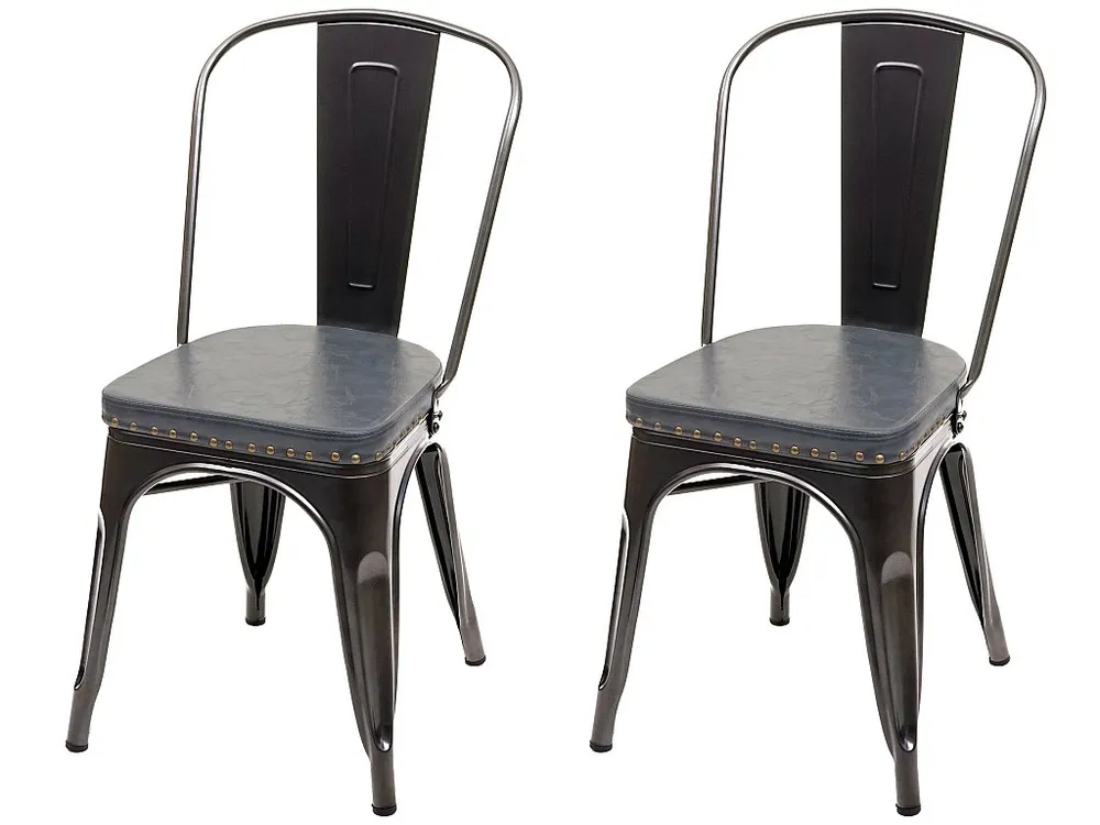Eetkamerstoel MCW-H10e (set van 2), zwart-grijs