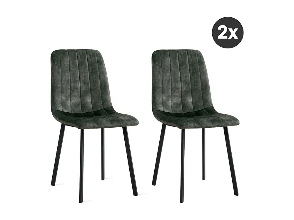 2x Eetkamerstoel Minsk - Fluweel - Groen