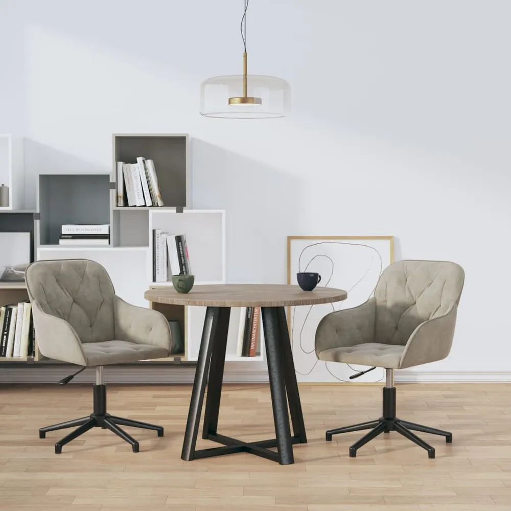 Eetkamerstoelen draaibaar 2 st fluweel lichtgrijs