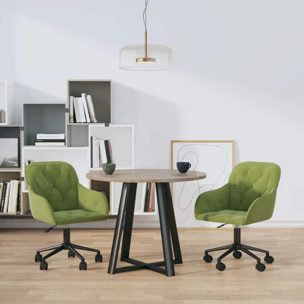 Eetkamerstoelen draaibaar 2 st fluweel lichtgroen