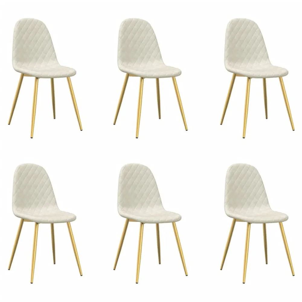 Eetkamerstoelen 6 st fluweel crèmewit