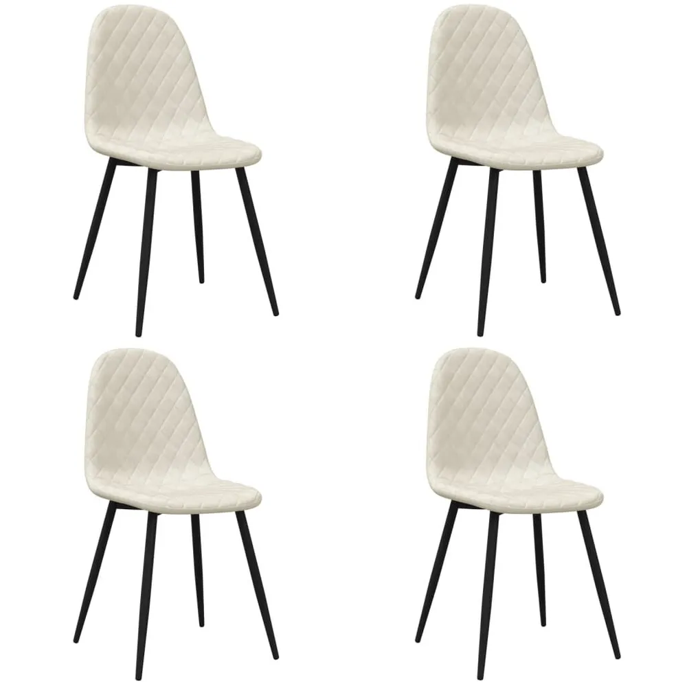 Eetkamerstoelen 4 st fluweel crèmewit