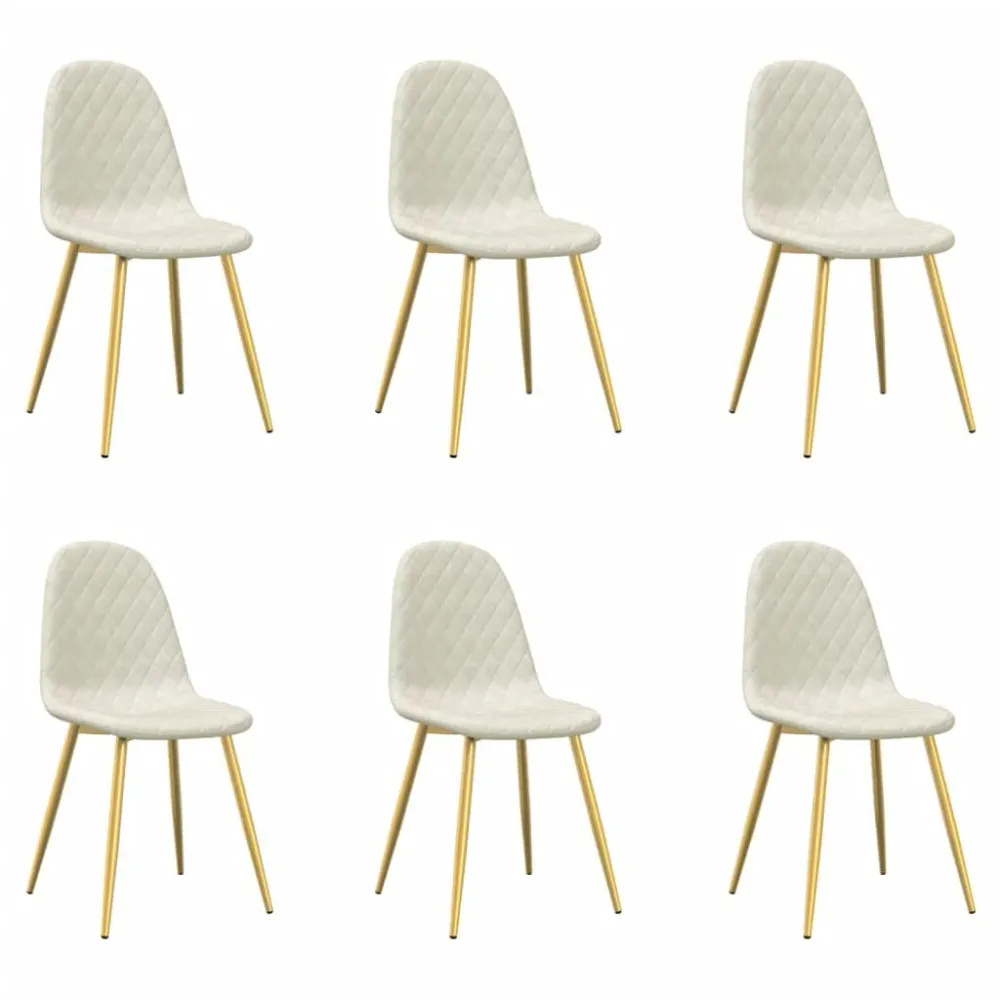 Eetkamerstoelen 6 st fluweel crèmewit