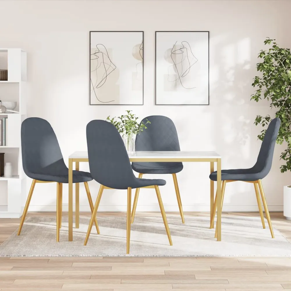 Eetkamerstoelen 4 st fluweel donkergrijs