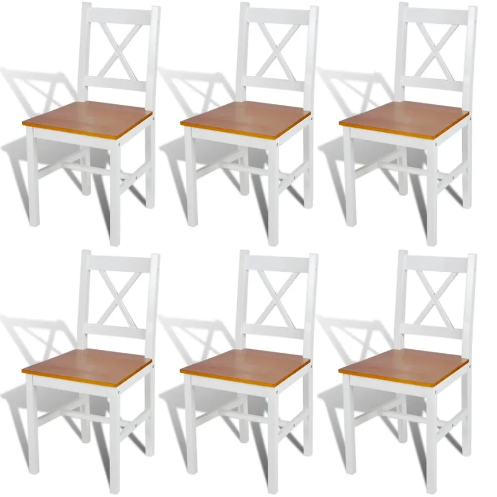 Eetkamerstoelen 6 st grenenhout wit