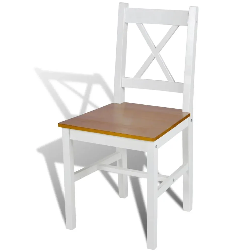 Eetkamerstoelen 6 st grenenhout wit