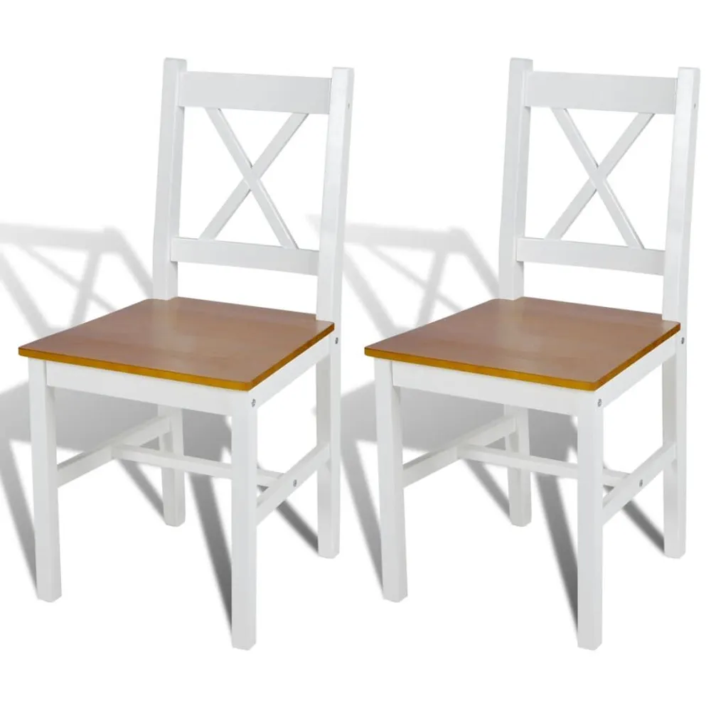 Eetkamerstoelen 2 st grenenhout wit