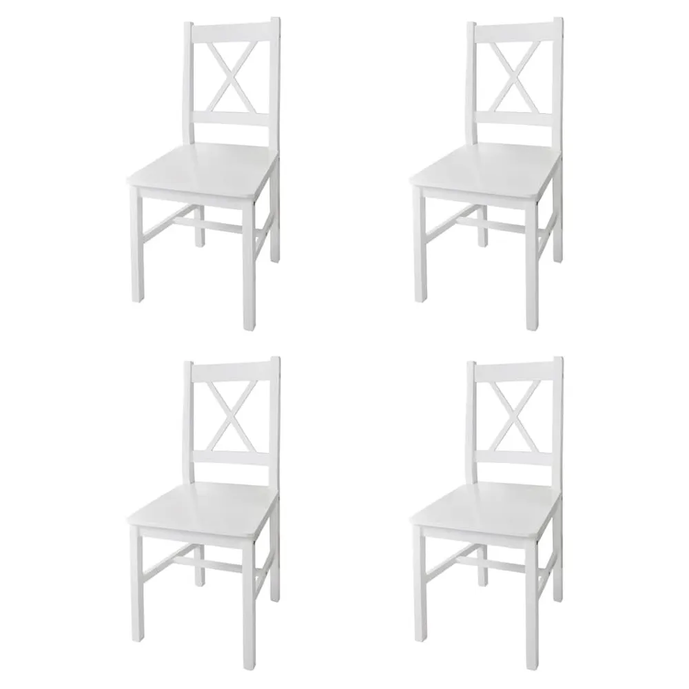 Eetkamerstoelen 4 st grenenhout wit
