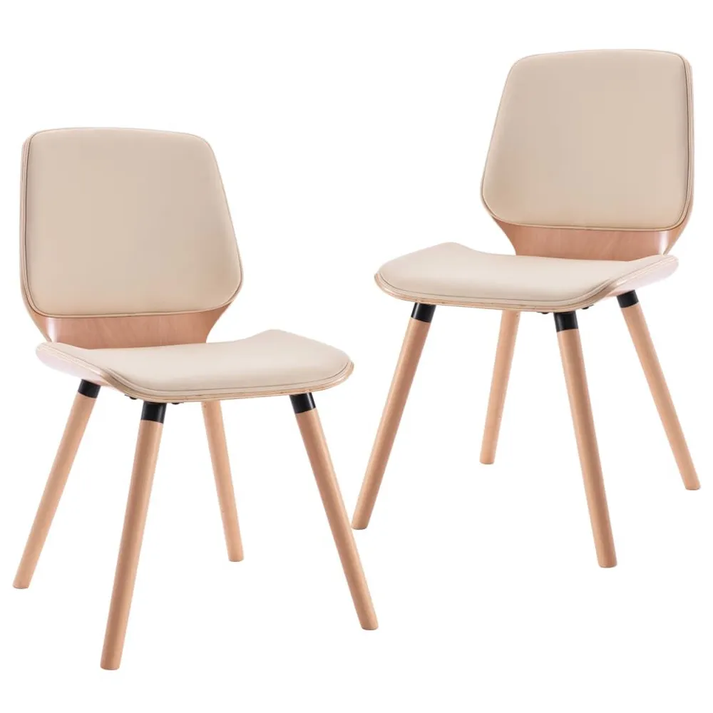 Eetkamerstoelen 2 st kunstleer crème