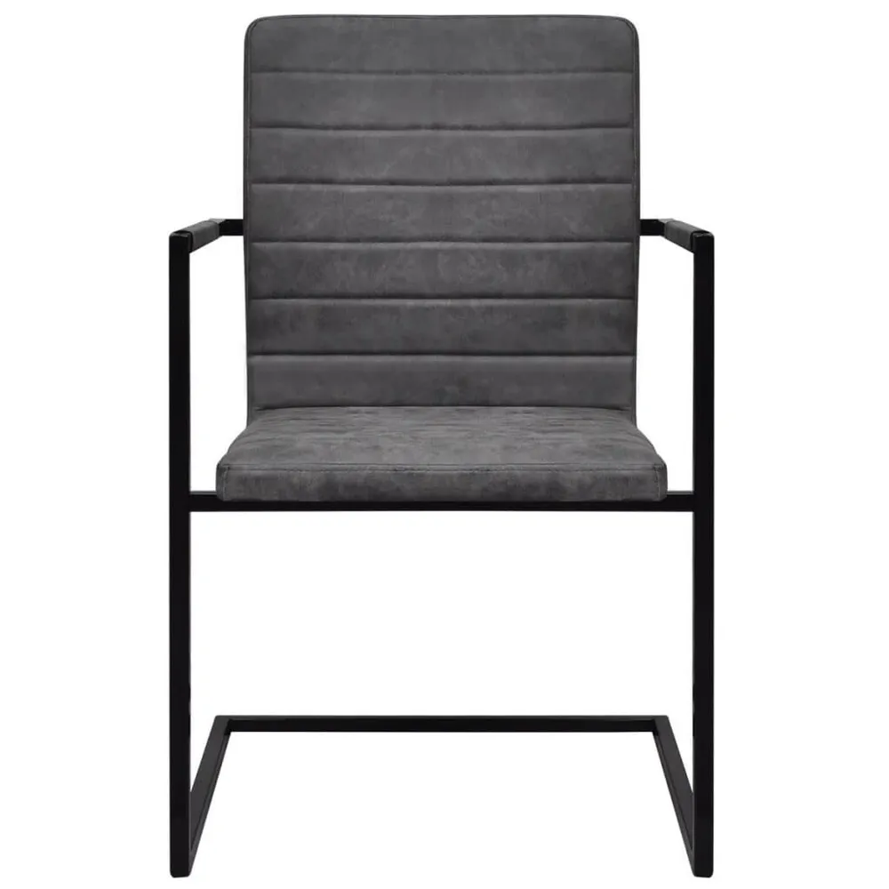 Eetkamerstoelen 4 st kunstleer grijs