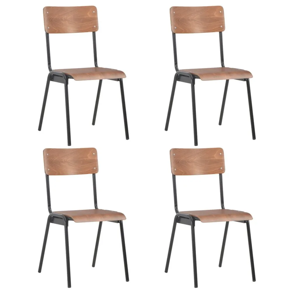 Eetkamerstoelen 4 st massief multiplex staal bruin