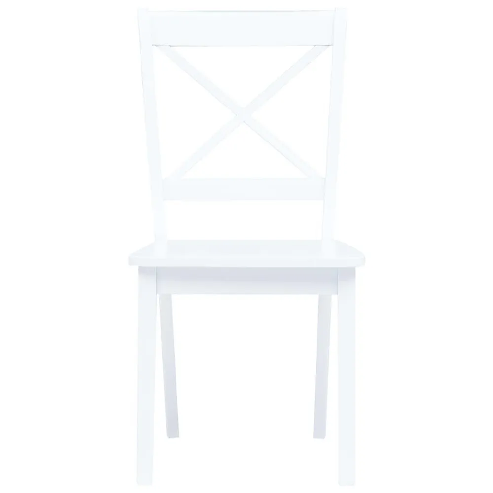 Eetkamerstoelen 2 st massief rubberwood wit