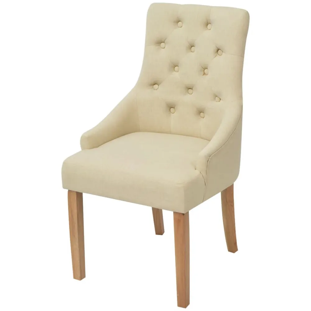 Eetkamerstoelen 2 st stof crèmekleurig