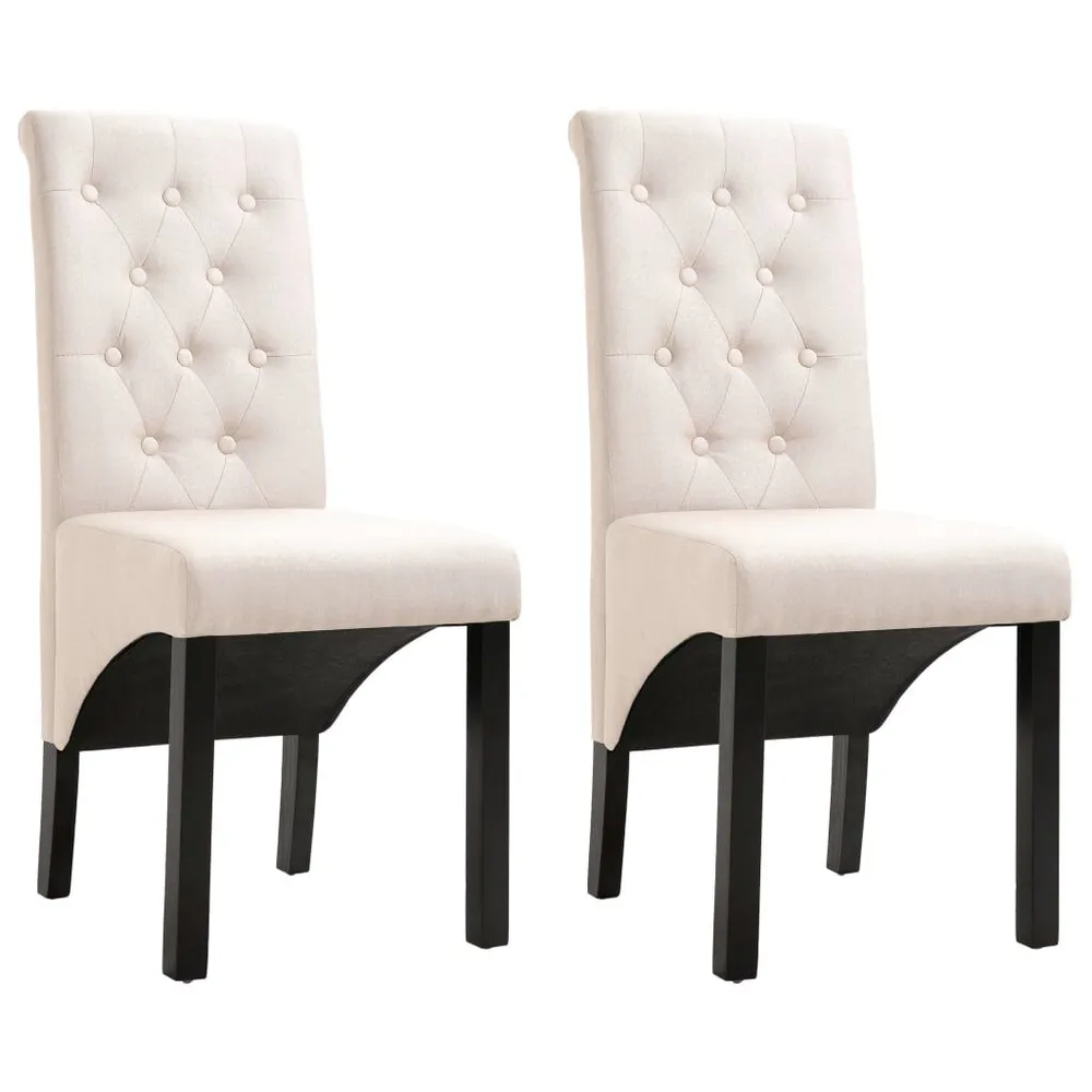 Eetkamerstoelen 2 st stof crèmekleurig