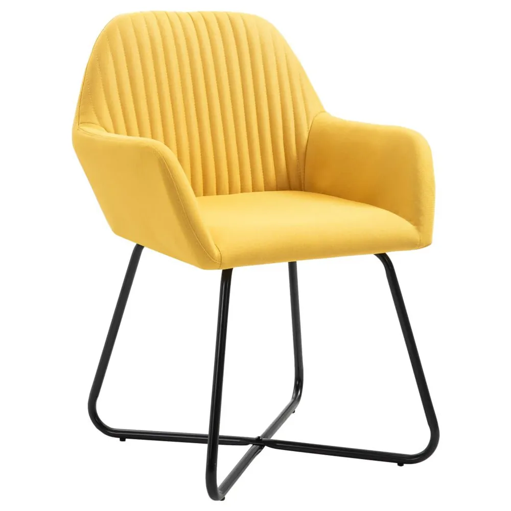 Eetkamerstoelen 2 st stof geel