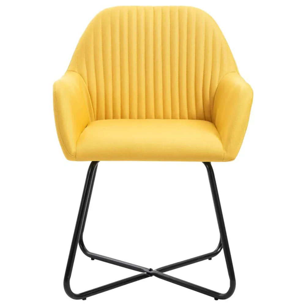 Eetkamerstoelen 2 st stof geel