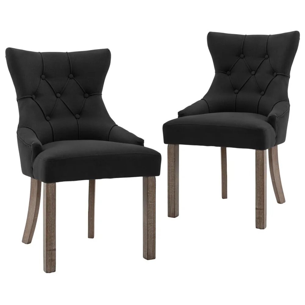 Eetkamerstoelen 2 st stof zwart