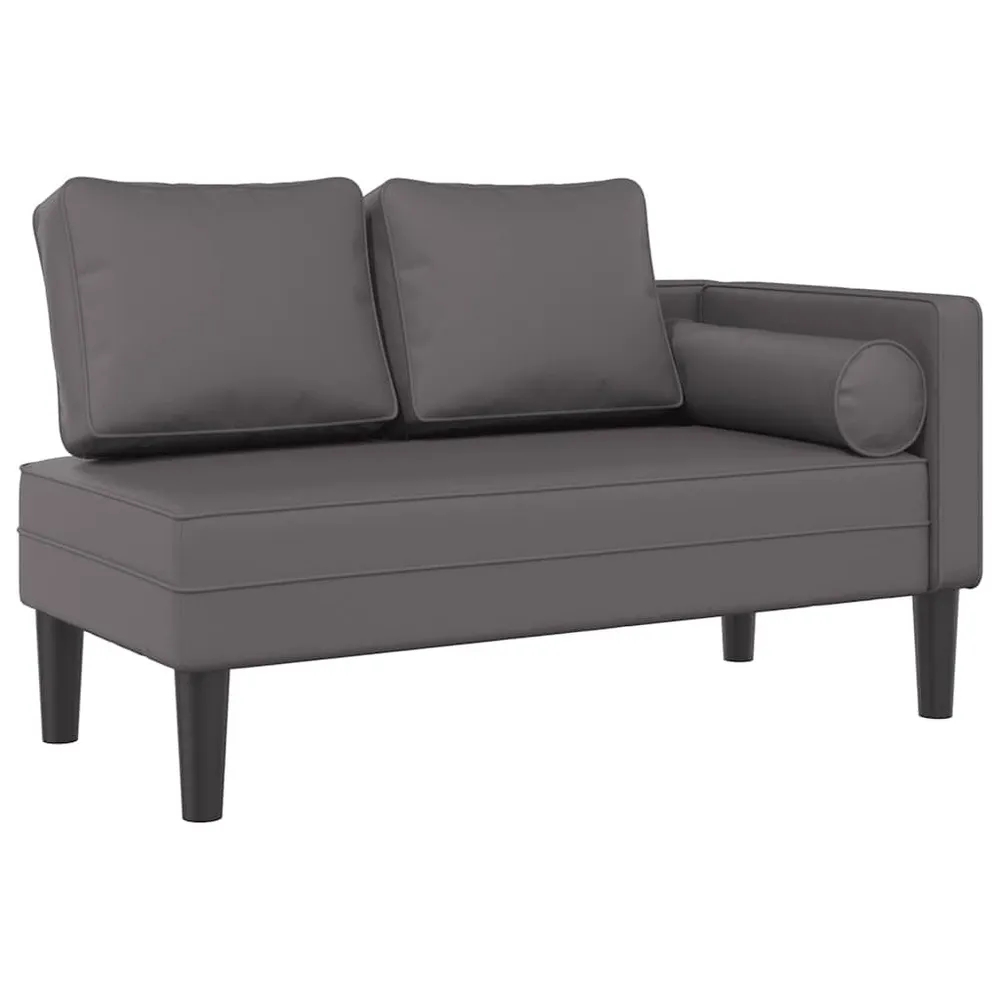 Klap- Chaise longue met kussens kunstleer grijs