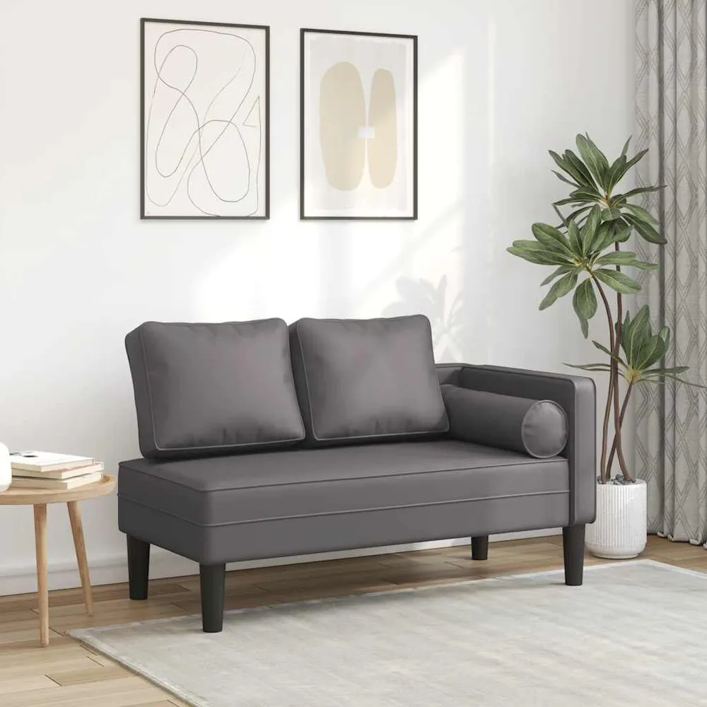 Klap- Chaise longue met kussens kunstleer grijs
