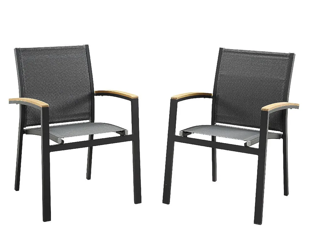 Klap- Set van 2 opstapelbare tuinstoelen TAIPIVAI grijs acacia
