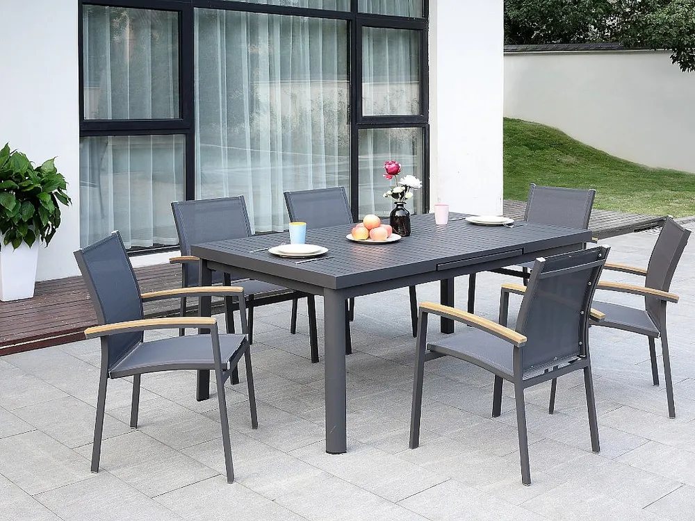 Klap- Set van 2 opstapelbare tuinstoelen TAIPIVAI grijs acacia