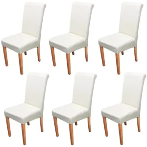 Lecce II eetkamerstoel (set van 6), crème, lichte poten