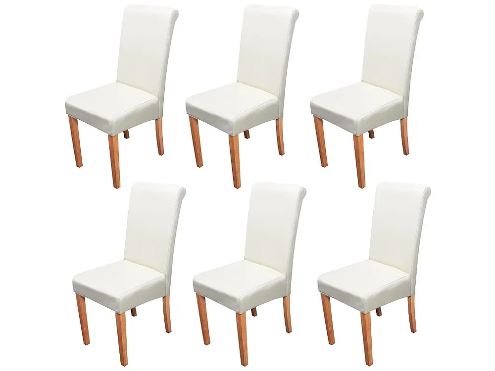 Lecce II eetkamerstoel (set van 6), crème, lichte poten