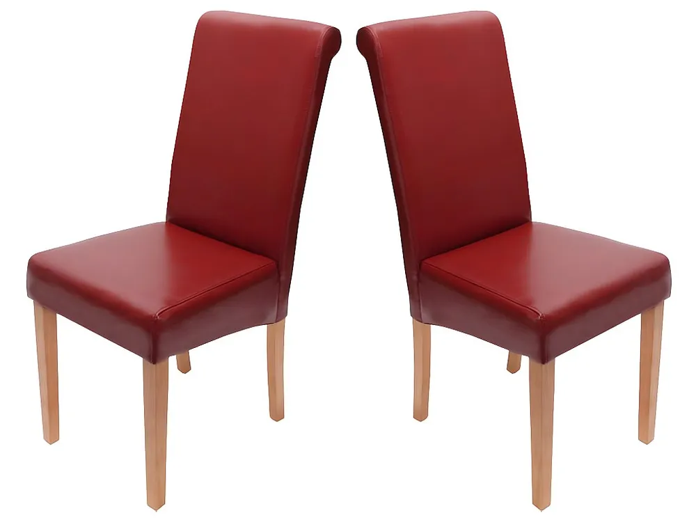 Lecce II eetkamerstoel (set van 2), rood, lichte poten