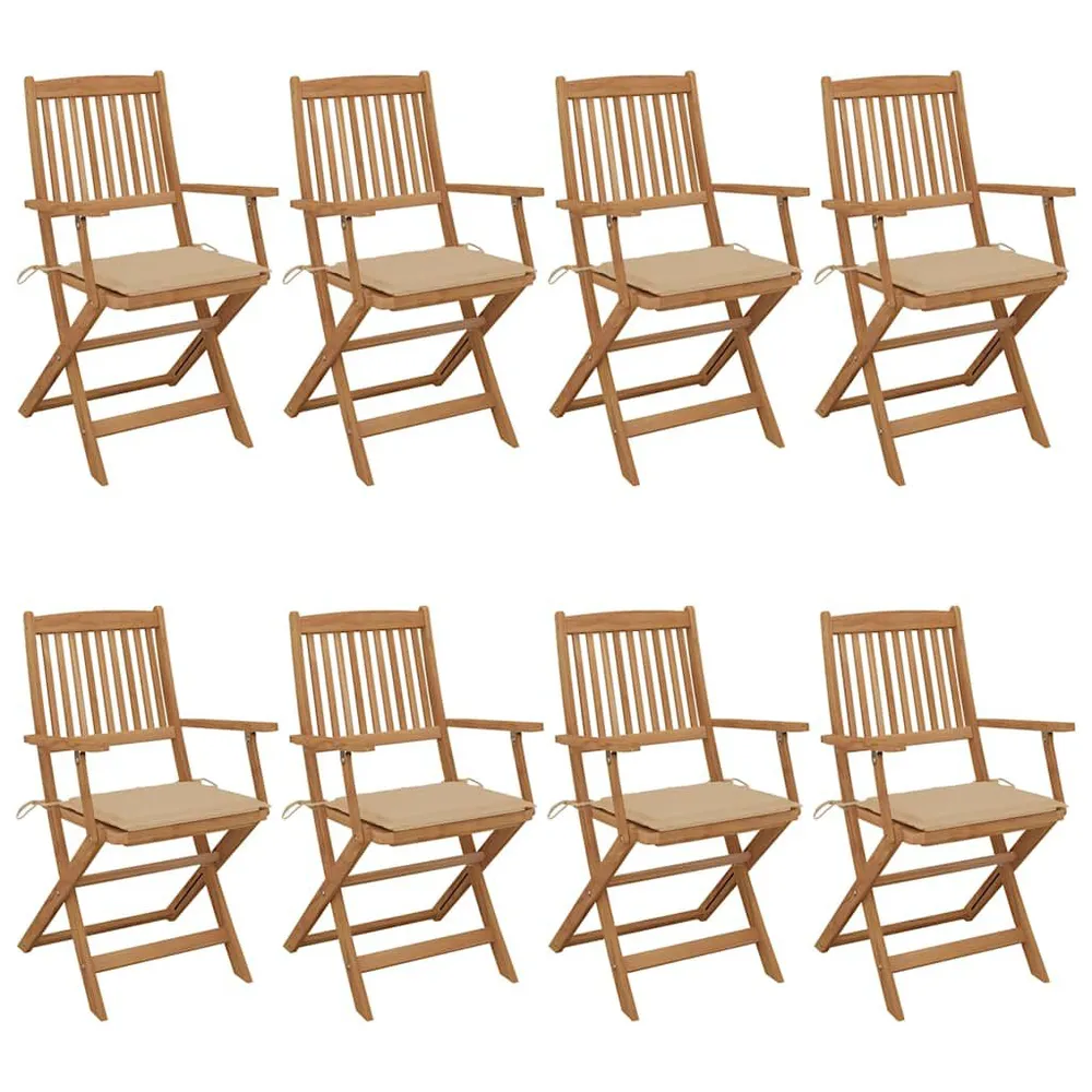 Lig- Tuinstoelen 8 st inklapbaar met kussens massief acaciahout
