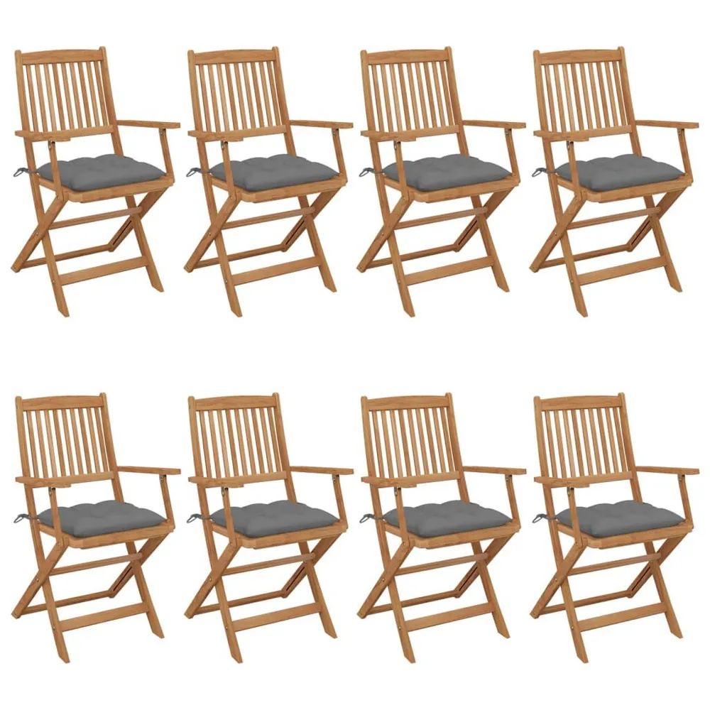 Lig- Tuinstoelen 8 st inklapbaar met kussens massief acaciahout