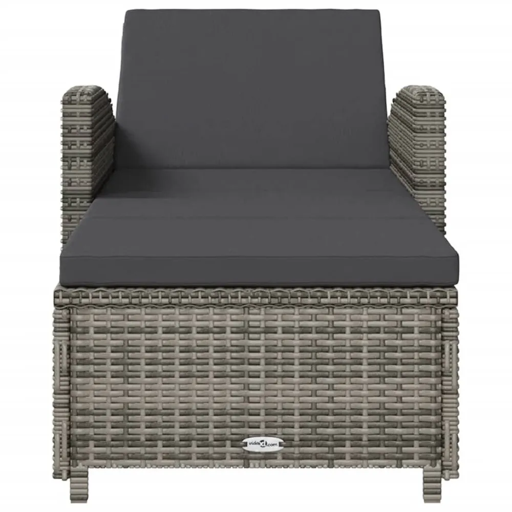 Ligbed met donkergrijs kussen poly rattan grijs