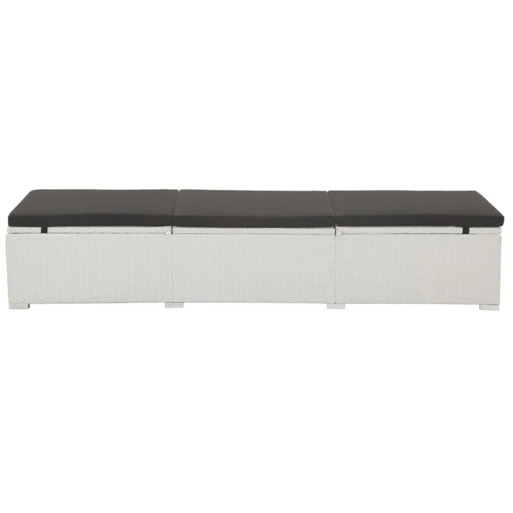 Ligbed met zwart kussen poly rattan wit