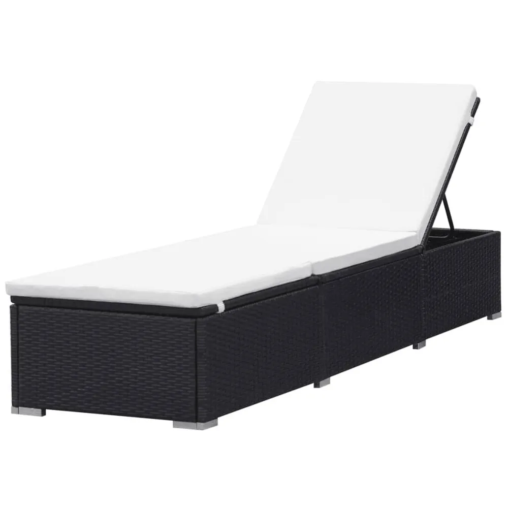 Ligbedden met kussens 2 st poly rattan zwart
