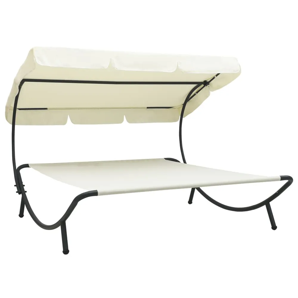 Loungebed met luifel crèmewit