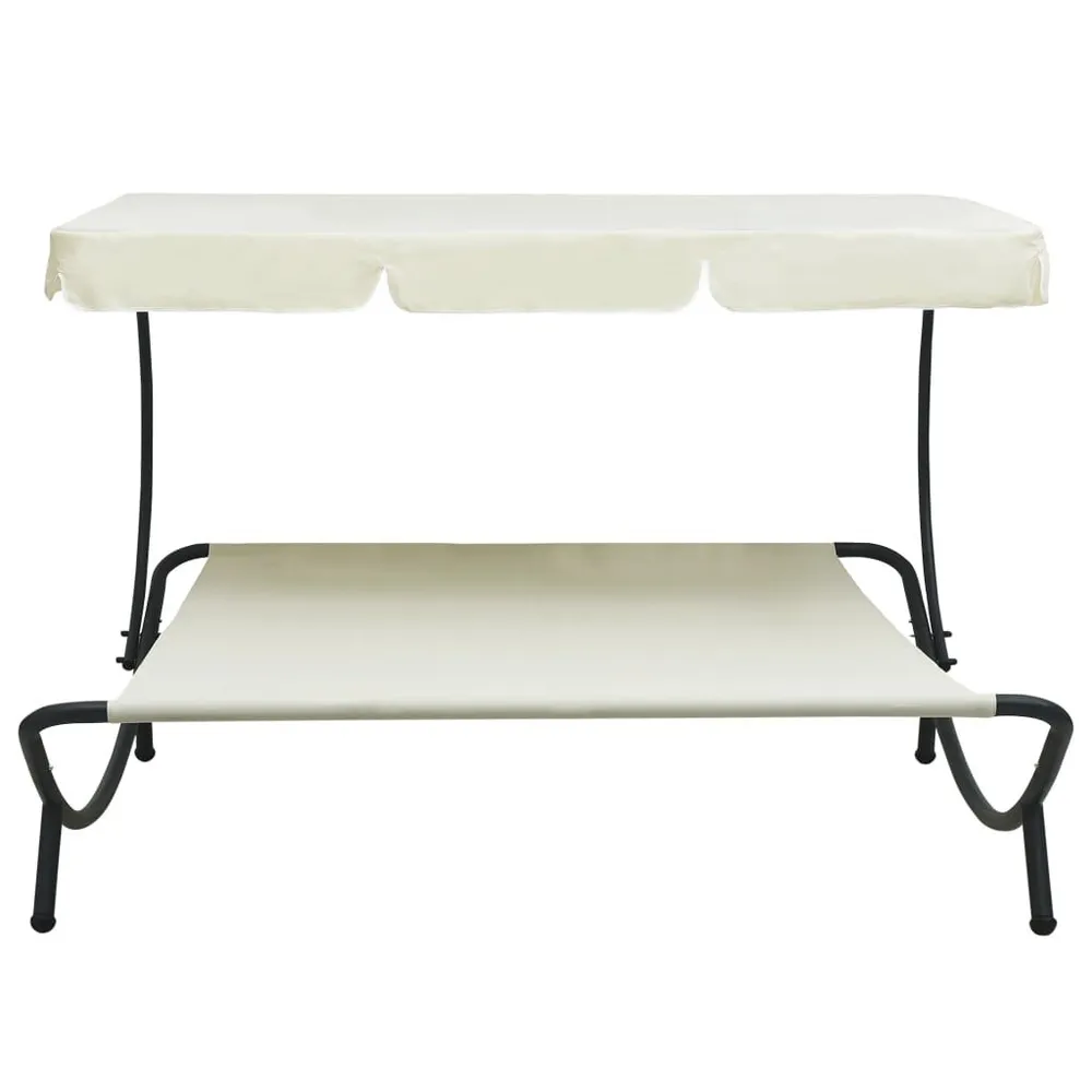 Loungebed met luifel crèmewit