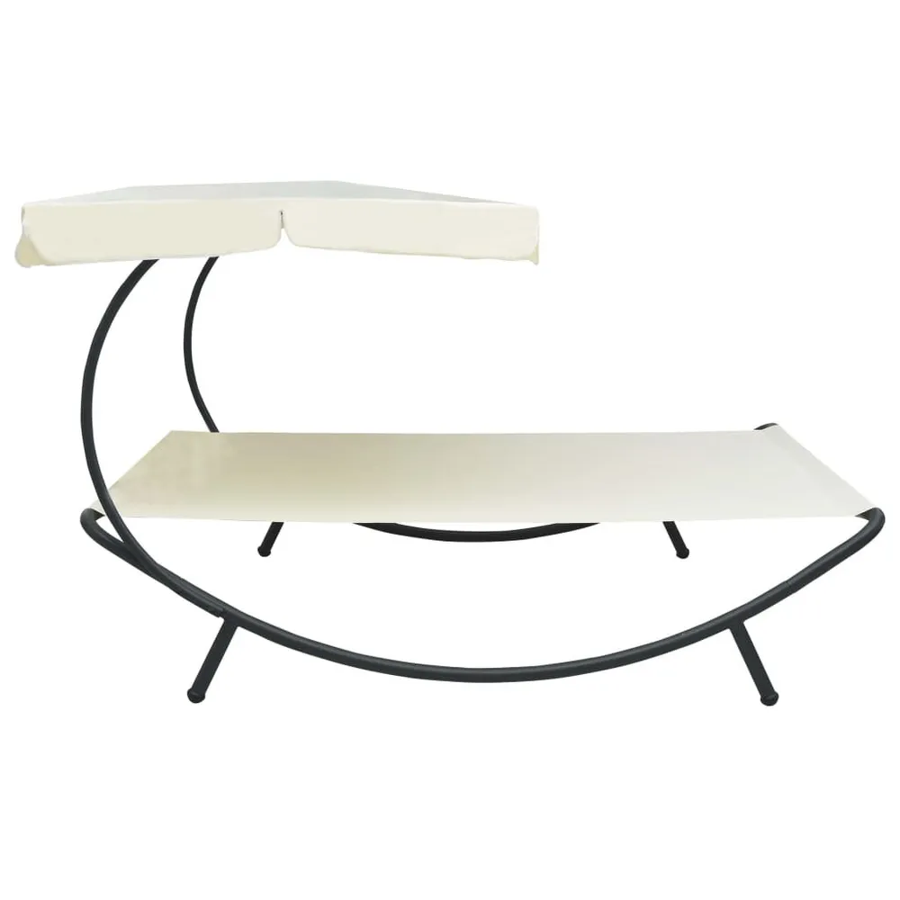 Loungebed met luifel crèmewit