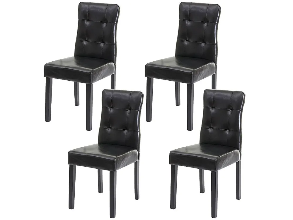 MCW-E58 eetkamerstoel (set van 4), kunstleer zwart, donkere poten
